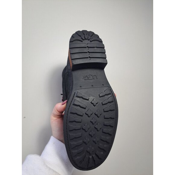 Ugg Denhali Hiker Waterproof Black Leather Shearling Lined Boots Size 7.5 - Picture 4 of 11